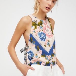 Free People -Floral Open Sides Top w/ Side Ties